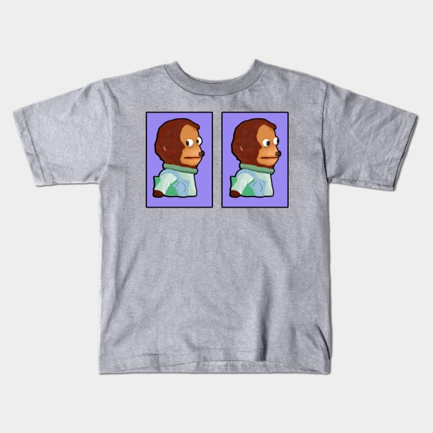 Awkward Monkey Looking Away Puppet Meme Kids T-Shirt by Barnyardy